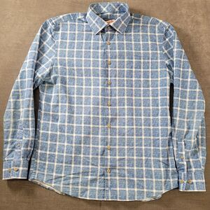 Johnnie O Hangin Out Blue Plaid Long Sleeve‎ Shirt Mens Size Med M